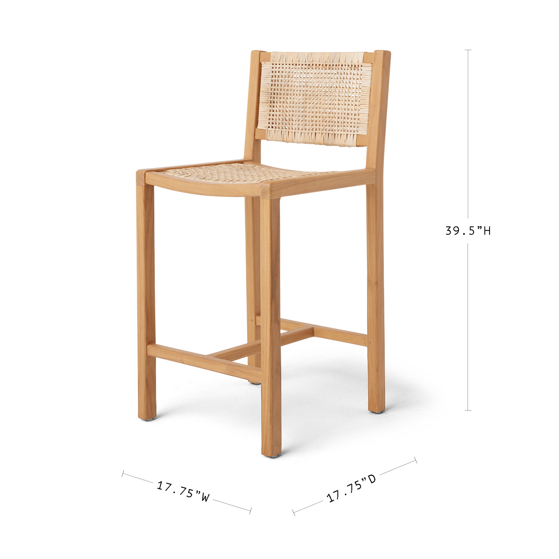 Stool x Pure Salt - Teak Counter Stool with Woven Rattan – Hati Home