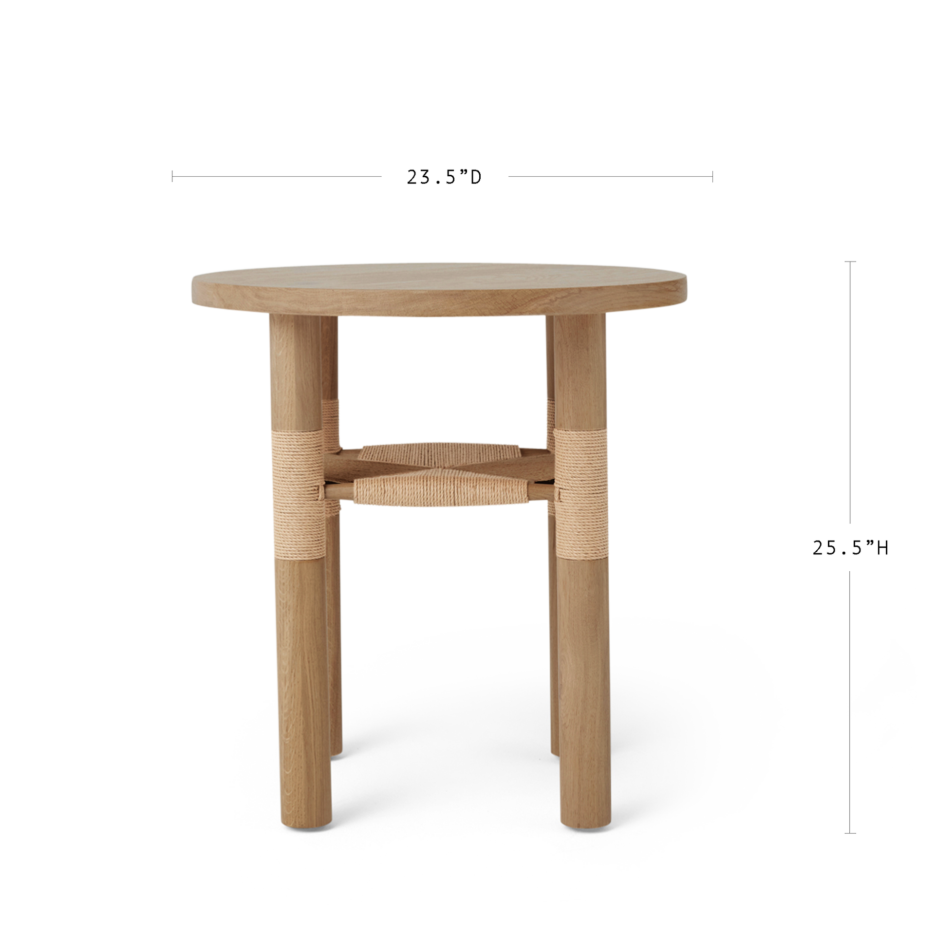 Table #3 - Side Table In White Oak And Paper Cord – Hati Home